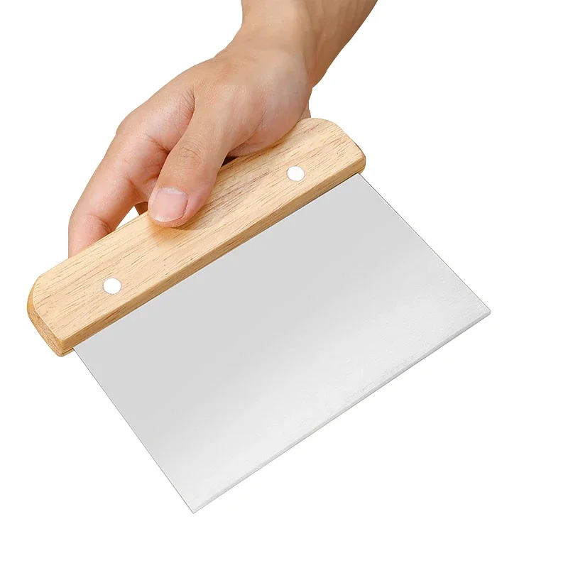 سكين تقطيع من الفولاذ المقاوم للصدأ، قطاعة عجينة الخبز والبيتزا، مكشطة كعكة الكريمة شبه المنحرفة، أداة القطع، أداة المطبخ #5