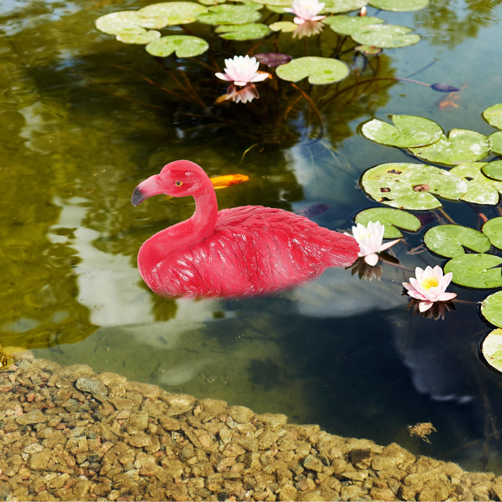 

Floating Water Red Flamingo Figurine Resin Decor Small Size Aquarium Fish Tank nament Home Office Decor Accessories