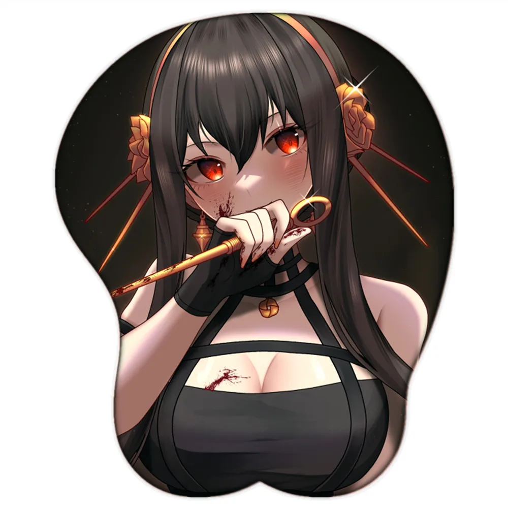 NEW Anime lady Yor Forger Briar 3D Mouse Pad Soft Silicone Big Breast Mousepad with Wrist Rest 2way Fabric Cute Desk Pad