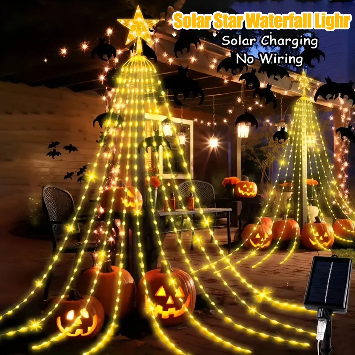 2/3 متر LED شلال شجرة الديكور USB بالطاقة الشمسية عيد الميلاد ستار سلسلة أضواء للحفلات حفلات الزفاف عطلة ديكور #2