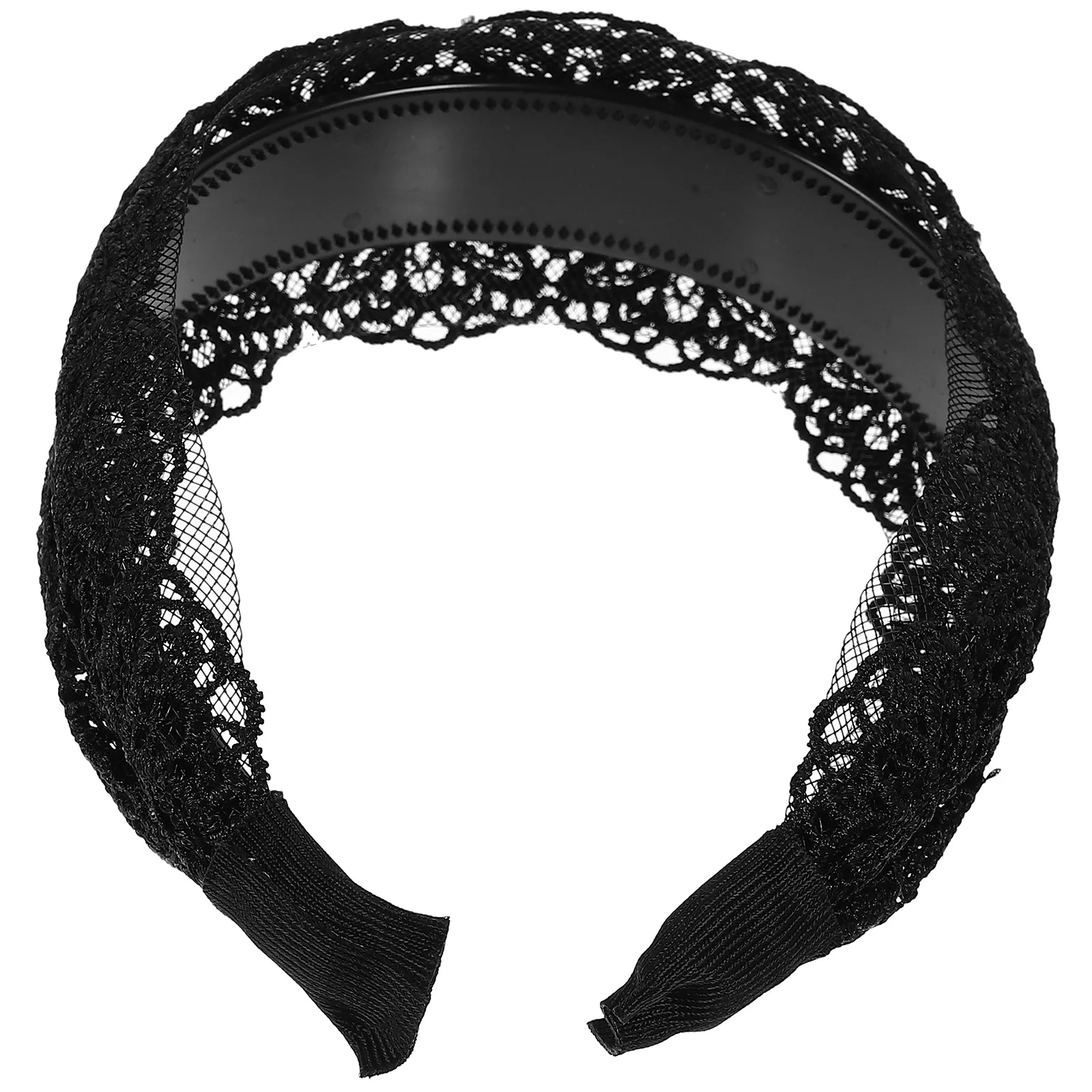 

Cloth Hoops Teethed Anti-Slip Hair Band Elegant Headband For Women Black Simple Design Hallow-Out Exquisite Craft