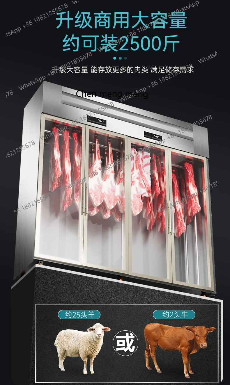 Hangende vleeskast Commerciële varkensrundvlees en schapenvlees zure ontlading ijs verse verticale gekoelde vitrinekast