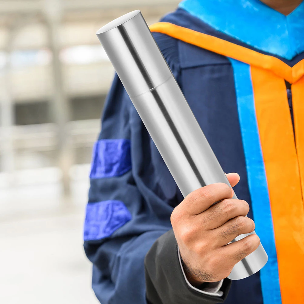 2pcs Stainless Steel Document Tube Holder Cylindrical Certificate Storage Container For Birth Certificate Diploma Portable File