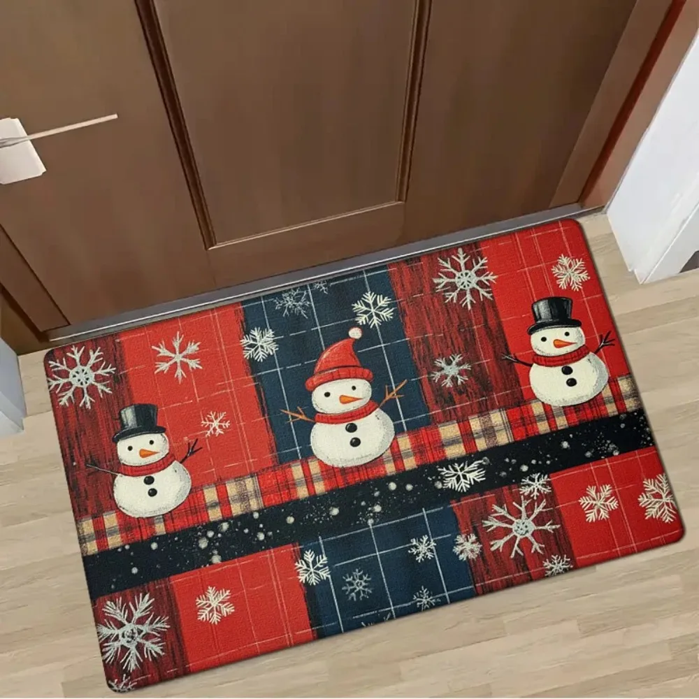 

Christmas Snowman Doormat Thickened Flannel Mat Winter Christmas Welcome Door Mat Machine Washable Non-Slip Rug for Bathroom
