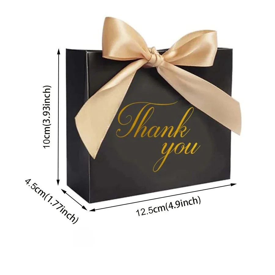 25/50PCS Thank You Candy Box With Ribbon Paper Bag Baby Show Wedding Party Favors Gift for GuestChocolate Jewelry Packaging Bag