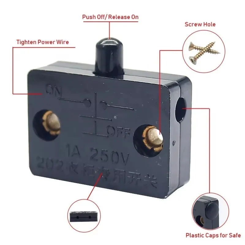 12V 24V 110V Drawers Cabinet Lamp Switch 1A Normally Closed Wardrobe Touch push button Switches