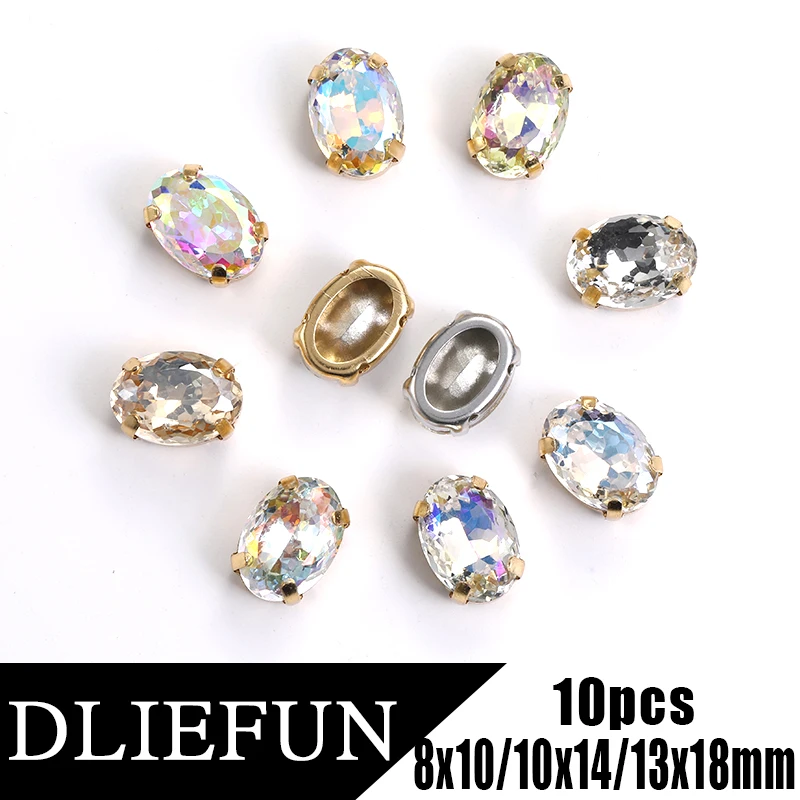 Oval Claw Crystal Rhinestone High Quality K9 Glass Beads Glitter Stone Decoration Sewing Crystals Gem Jewelry Making Accessories