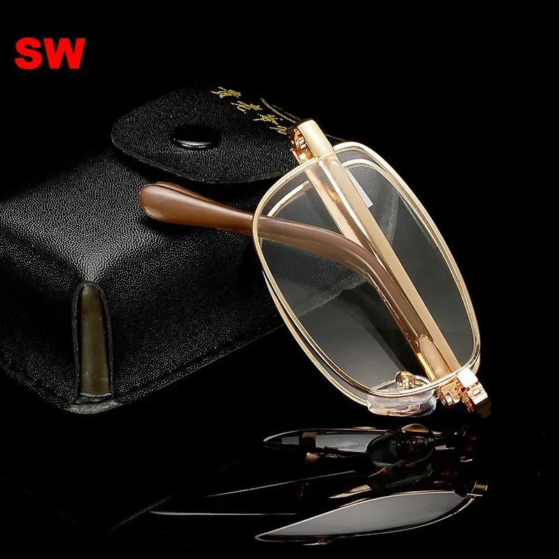 

Men's Foldable Reading Glasses for Men Women Presbyopic Eyeglasses Retro Eyewear Oculos De Grau Feminino with Case