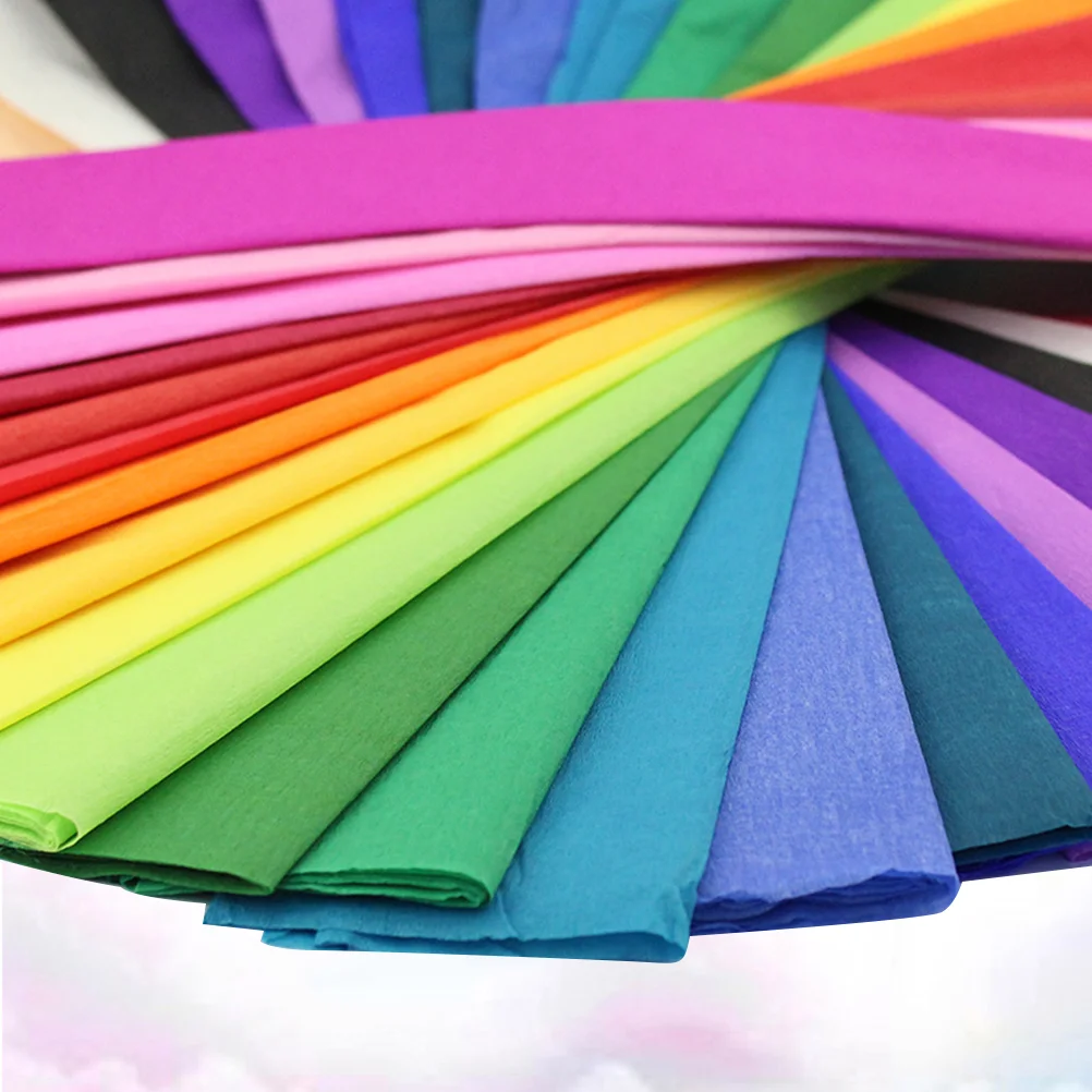 3 Packs Solid Color Crepe Paper Bouquet Wrapping Paper DIY Origami Paper (Colorful, 10 Sheets/Pack)