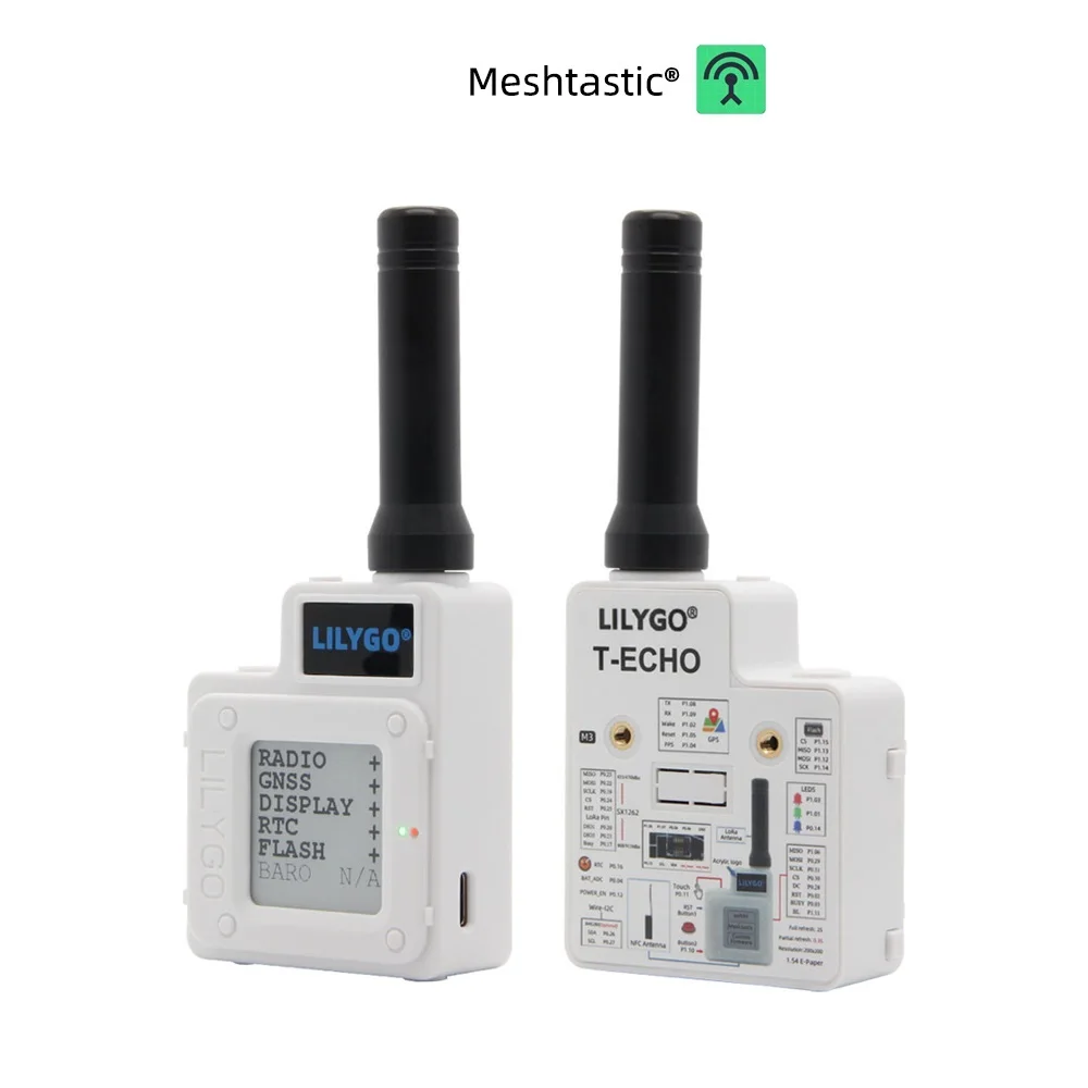 2025 Meshtastic T-Echo LoRa SX1262 Wireless Module 433/868/915MHz NRF52840 1.54 E-Paper GPS RTC NFC BME280 for Arduino