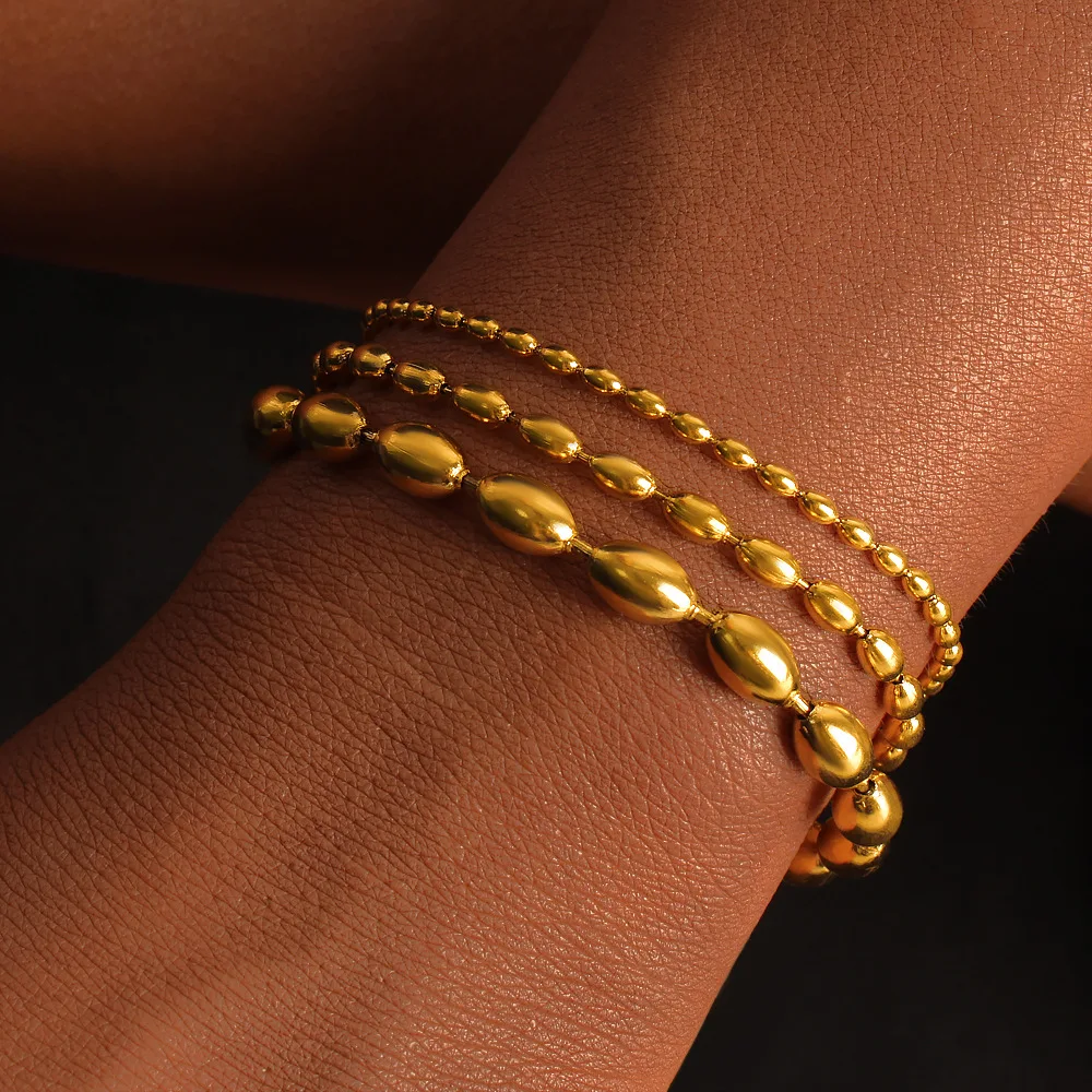

Stainless Steel Mini Beaded Chain Link Bracelets For Women Simple Female Bijoux Waterproof Jewelry Accessories