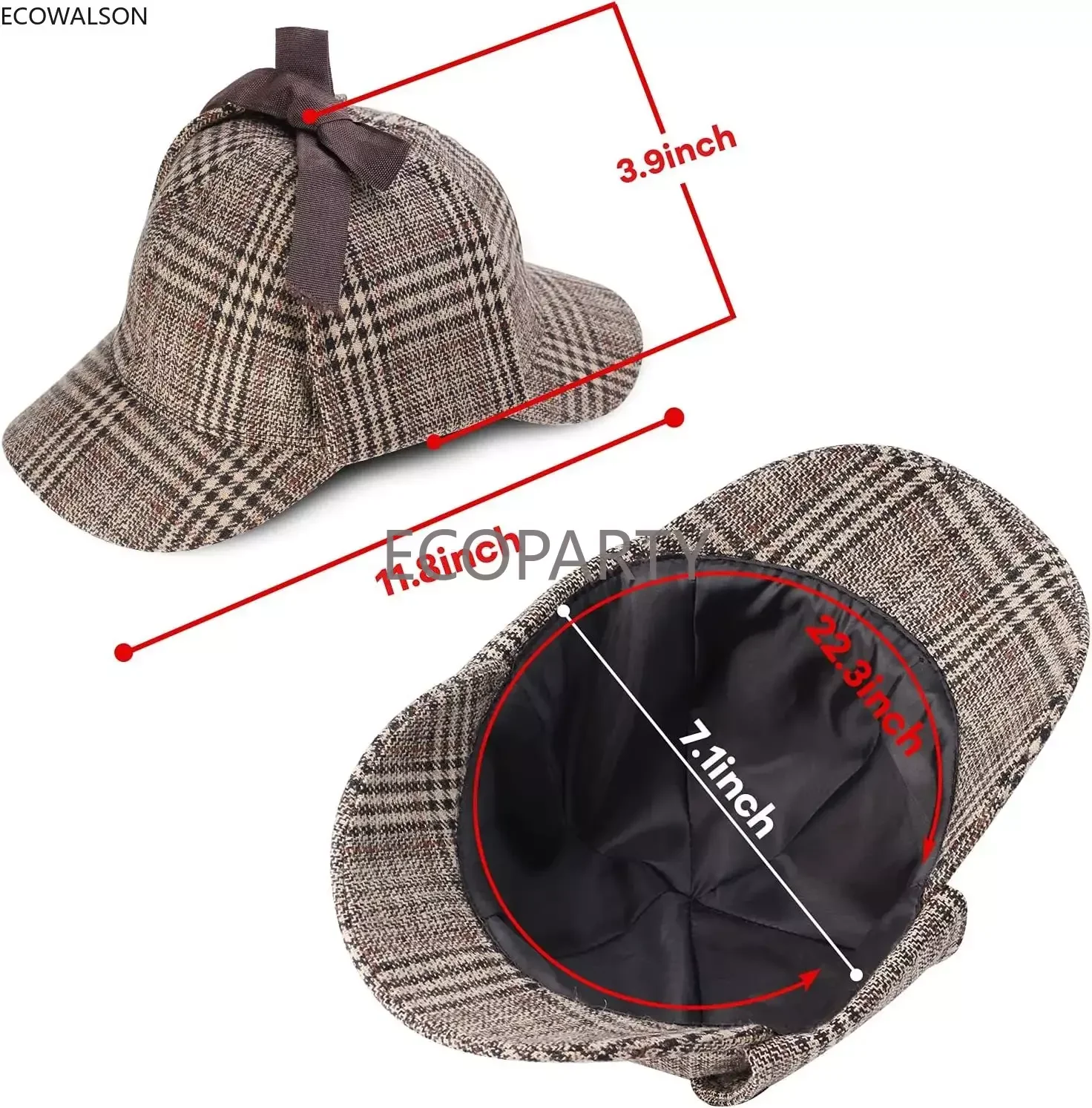 Retro Detective Costume Accessories Set Detective Hat Glass Role Play Dress Up Costume Detective Cosplay Props for Men Ecoparty