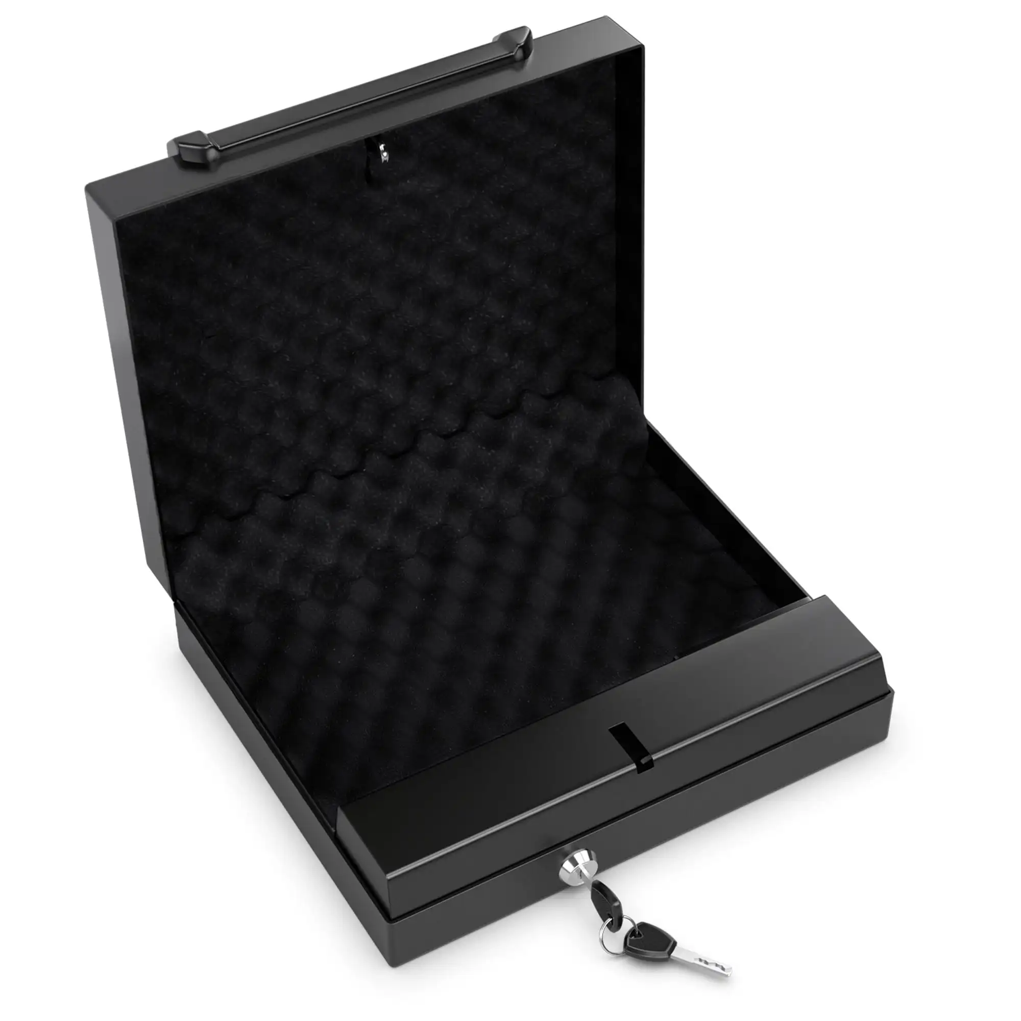 

Heavy Duty Steel Handgun Pistol Safe Security Gun Storage Box With Backup Spare Keys For Home Drawer Nightstand