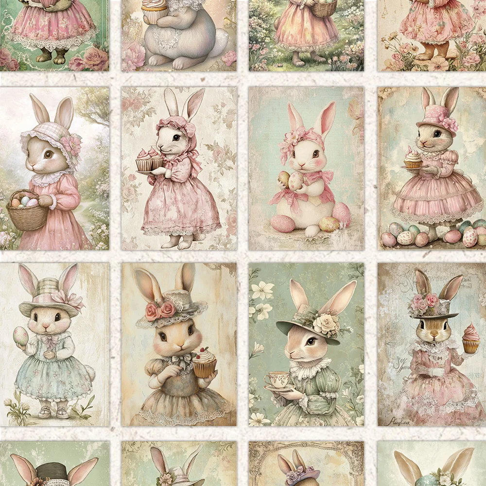 

32pcs, forest-style rabbit collage, postcards, decoration/greeting cards/postcards, high-precision printing, collectible