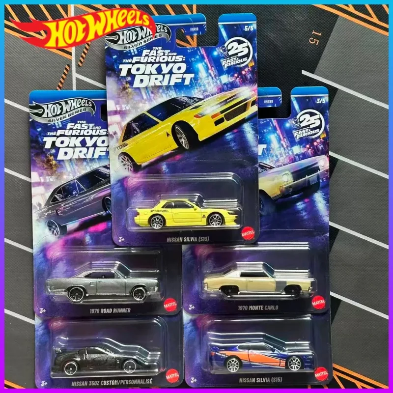 

Новый набор Hot Wheels Fast & Furious M Hnr88 Silver Series Tokyo Drift Set Nissan Chevrolet, масштаб 1/64, литая под давлением модель автомобиля, коллекция