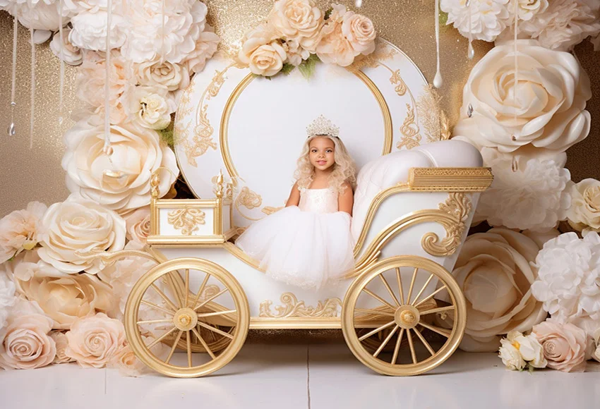 Mehofond Photography Background Fairy Tale Carriage Flowers Kids Birthday Party Cake Smash Portrait Decor Backdrop Photo Studio