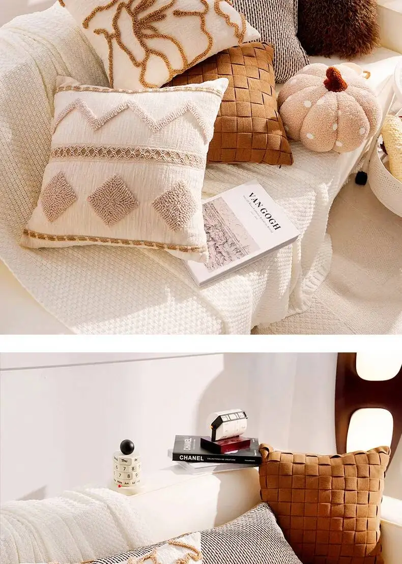 Boho-Kissenhülle im marokkanischen Streifenstil, Chenille, luxuriös, weich, dekorativ, für Sofa, Bett, Heimdekoration – Detail 11