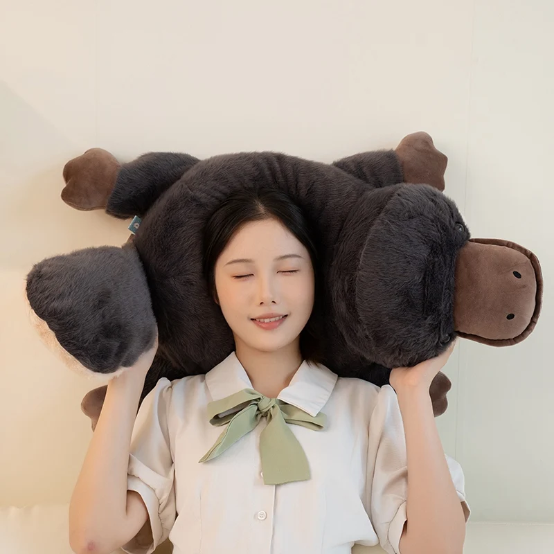 Pluche Zwart Vogelbekdier Kussen Zacht Eendenbek Pluizig Gevuld Kawaii Dier Plushie Slapen Lichaam Ondersteuning Metgezel Cadeau