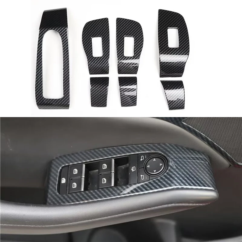 Carbon Fiber Color Window Glass Lift Switch Button Cover Trim Sticker For Mazda 3 Axela 2020