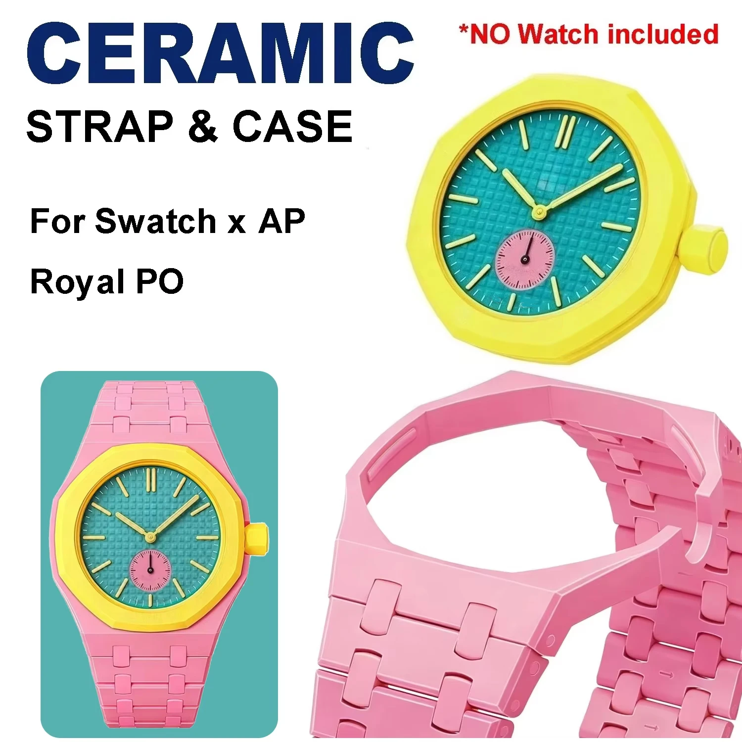 Advanced Luxury Modification Kit For Swatch x AP Roya PO Ceramic Biomaterials Watch Case Strap Pocket Changer To Wristwatch