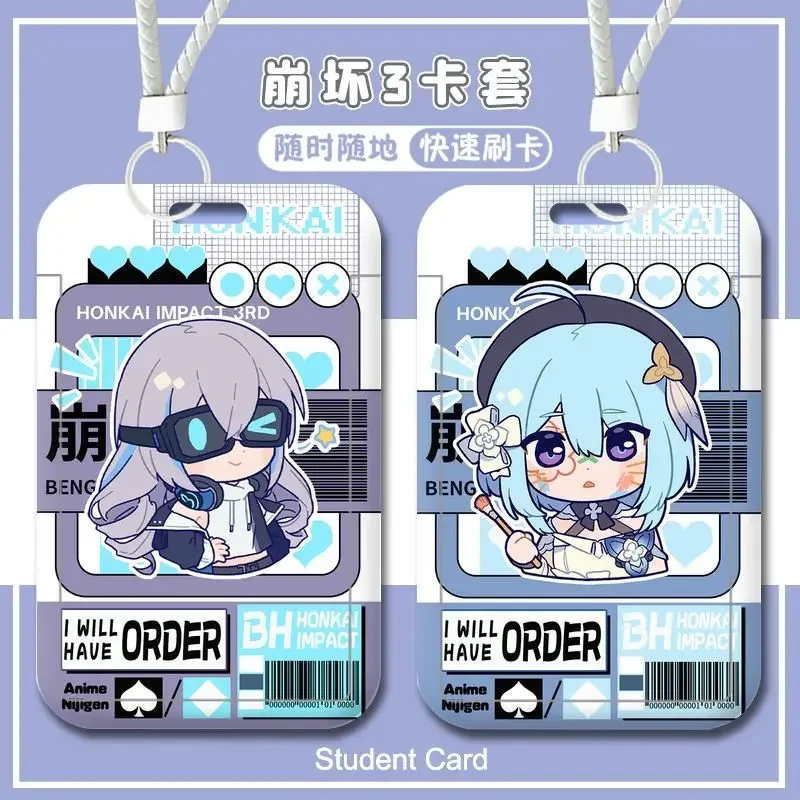 Anime Honkai Impact 3rd Q Expression Business Card Holder Retractable Credit Card Holders Bank ID Holders Bus Card Cover Cases