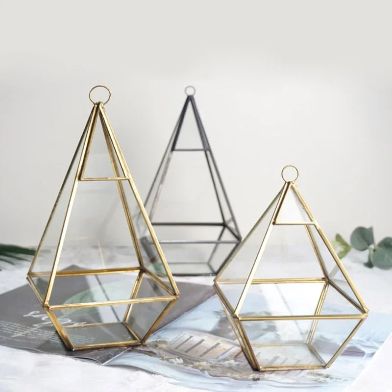 

Glass Geometric Shape Vase Succulent Plants Everlasting Flower Home Decoration Flower Terrarium Glass Containers Flower Vase