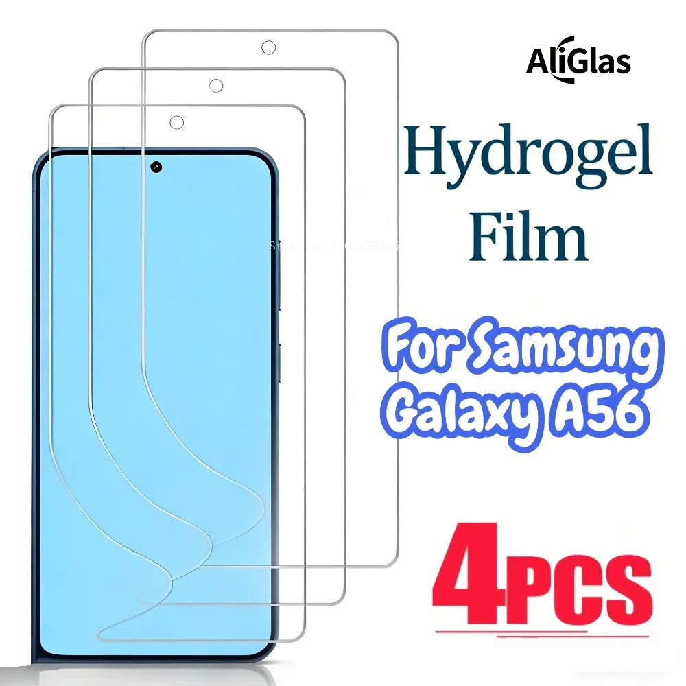 

4pcs Hydrogel Film Screen Protector Ultra Thin Clear Front Phone Film for Samsung Galaxy A56 Glossy Not Tempered Glass Soft Film