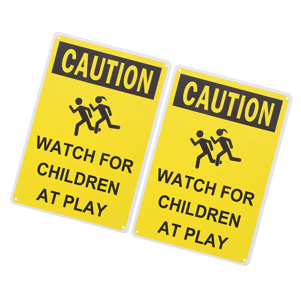2Pcs Child Safety Caution Sign Weatherproof Iron Slow Children Playing Road Sign Standardized Dimensions for Communities Parks