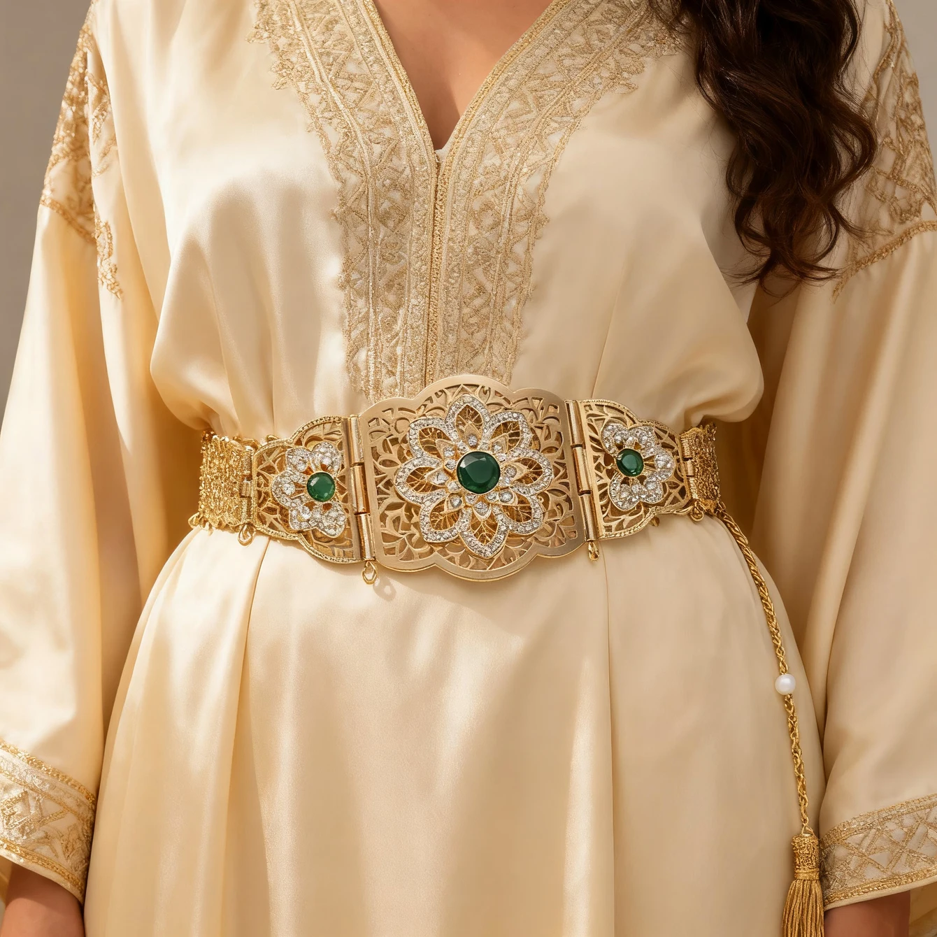 Moroccan Chic Caftan Belt Gold Color Red Green Stone Algeria Wedding Dress Kaftan Abaya Arab Waist Chain Belt Jewelry
