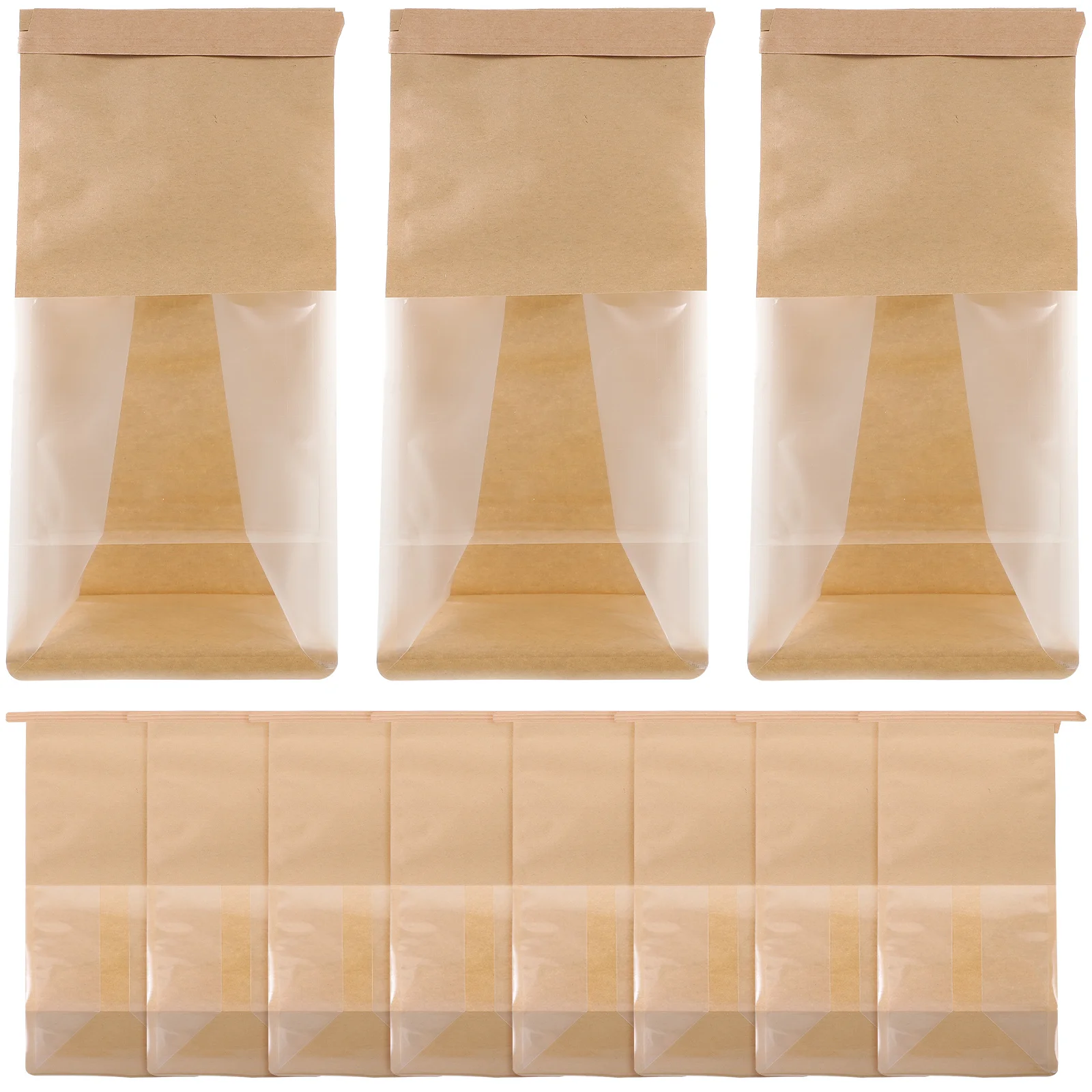 50 Pcs Toast Packaging Pouches Transparent Window Bread Baking Kraft Paper Bag 50pcs Small Size Bags with Package