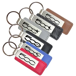 Car Key Rings For Fiat 500 500 L 500 S 500 X 500 C 500 E 500L 500S 500X 500C 500E Leather Metal Key Chain Emblem Accessories