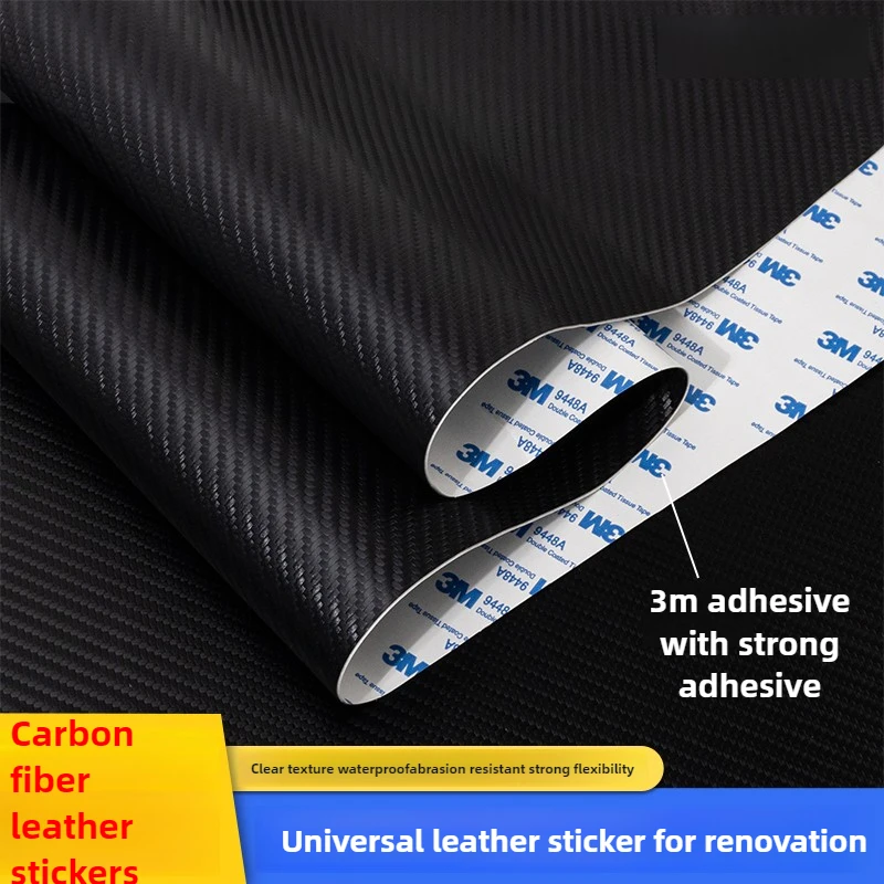 0.8mm PU Carbon Fiber Faux Leather Fabric Self Adhesive for Upholstery Interior Car Leatherette Quilted Cars DIY Fabrics