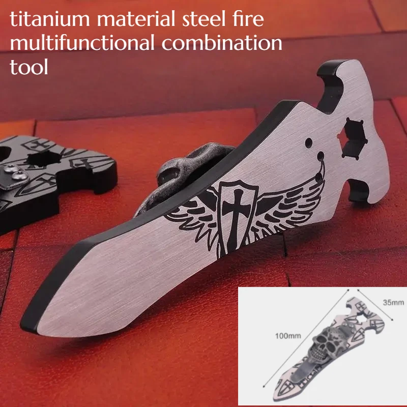 Multi Functional Titanium Material Steel Combination Tool Screwdriver Bottle Opener Outdoor EDC Survival Tool