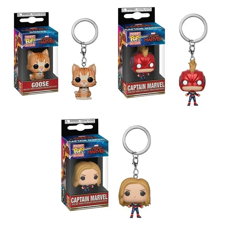 

FUNKO Pop New CAPTAIN MARVEL Goose Keychain Toy Action Vinyl Figure Pocket Pop Keychain Collectible Toys For Children Gift