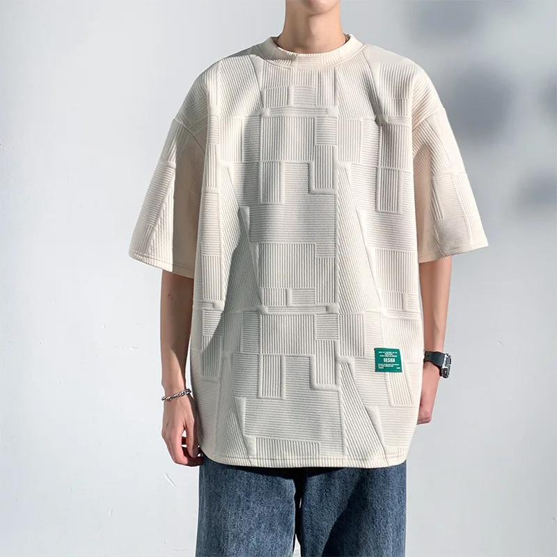 

2026 Summer New Oversized Casual Loose Men's T-shirt Korean Fashion Round Neck Half-sleeved T-shirt for Men Japan Streetwear