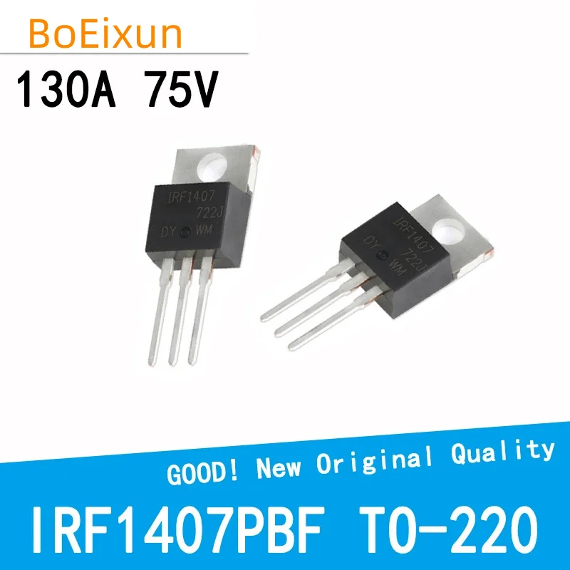 10Pcs/Lot IRF1407PBF IRF1407 1407PBF 130A 75V MOSFET MOSFT TO-220 New Good Quality Chipset