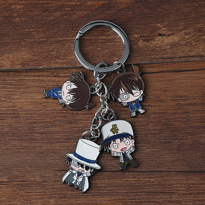 Anime cosplay Detective Conan keychain Cartoon figure Conan Edogawa Hattori Heiji KID car keyring jewelry fans gifts