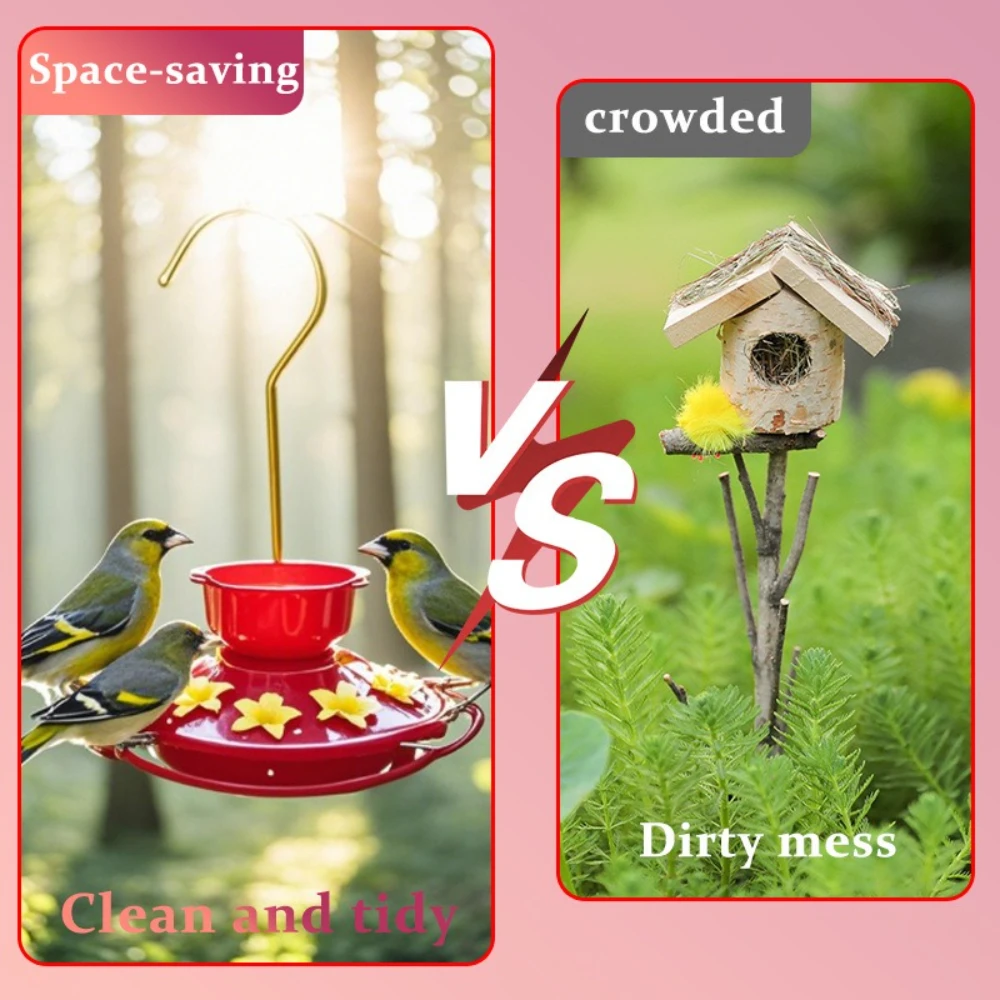 New Ant-proof Bee-proof Garden Bird Feeder Easy Clean Plastic Yellow Flower Bird Feeder Hummingbird Feeder for Garden Outdoor