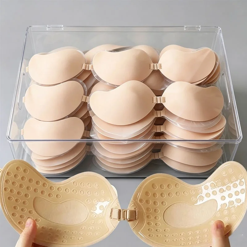 2/1pcs 2026 New Invisible Silicone Breast Patchs for Wedding Dresses Small Chest Gathering Lifting, Mango Cup Breast Patchs