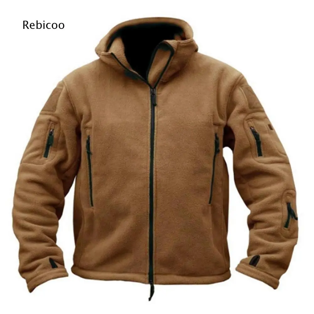 Hooded Fleece Tactical Outerwear For Men Zip Front Jacket With Multi Storage Pockets For Outdoor Trip And Casual Daily Matching
