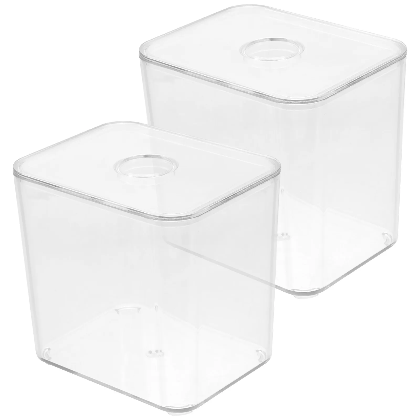 

Набор из 2 премиальных многофункциональных контейнеров для хранения с прозрачной крышкой, штабелируемые, для ватных палочек, ватных шариков, заколок для волос, мелочей, для дома