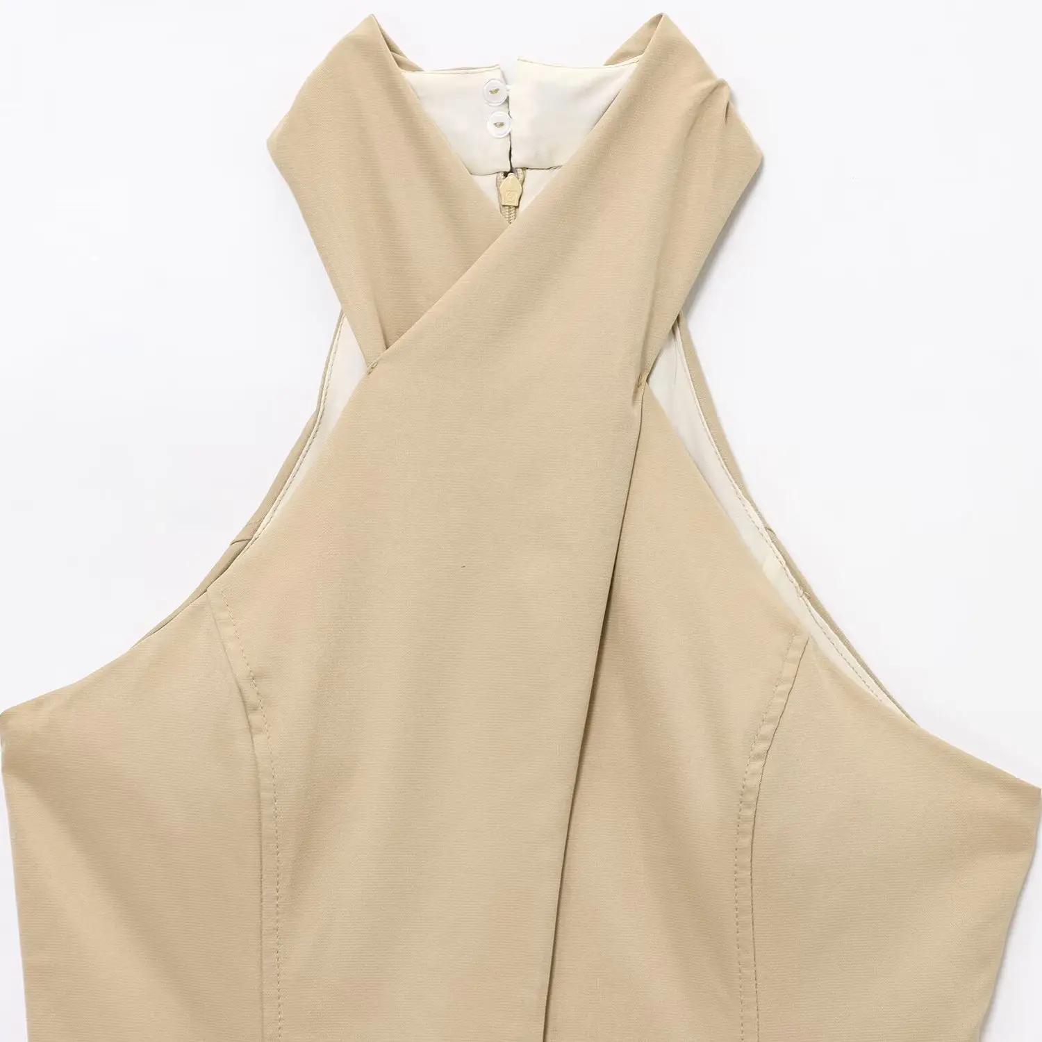 فستان ميدي أنيق من JNLEAOG للنساء، تصميم ربيعي جديد مع حزام وتصميم متقاطع، لون نقي أنيق، خصر مرتفع، مصنوع من ألياف البوليستر