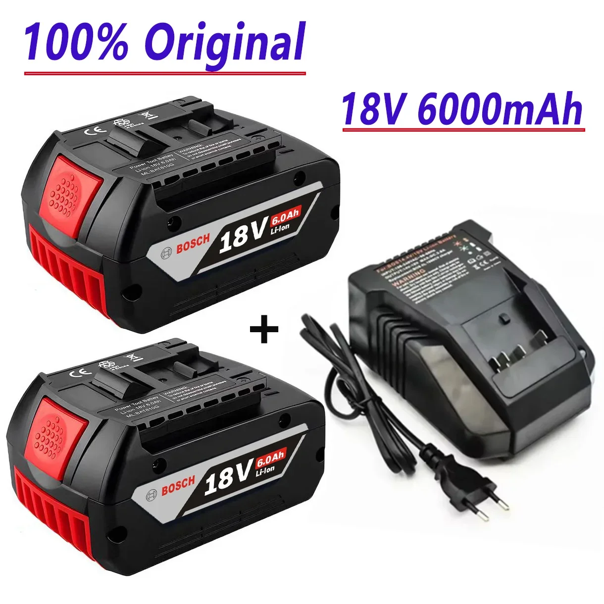 

100% original for Bosch 18V battery accessories screwdriver battery suitable for BAT609 BAT609G BAT618 BAT618G 6.0Ah+charger
