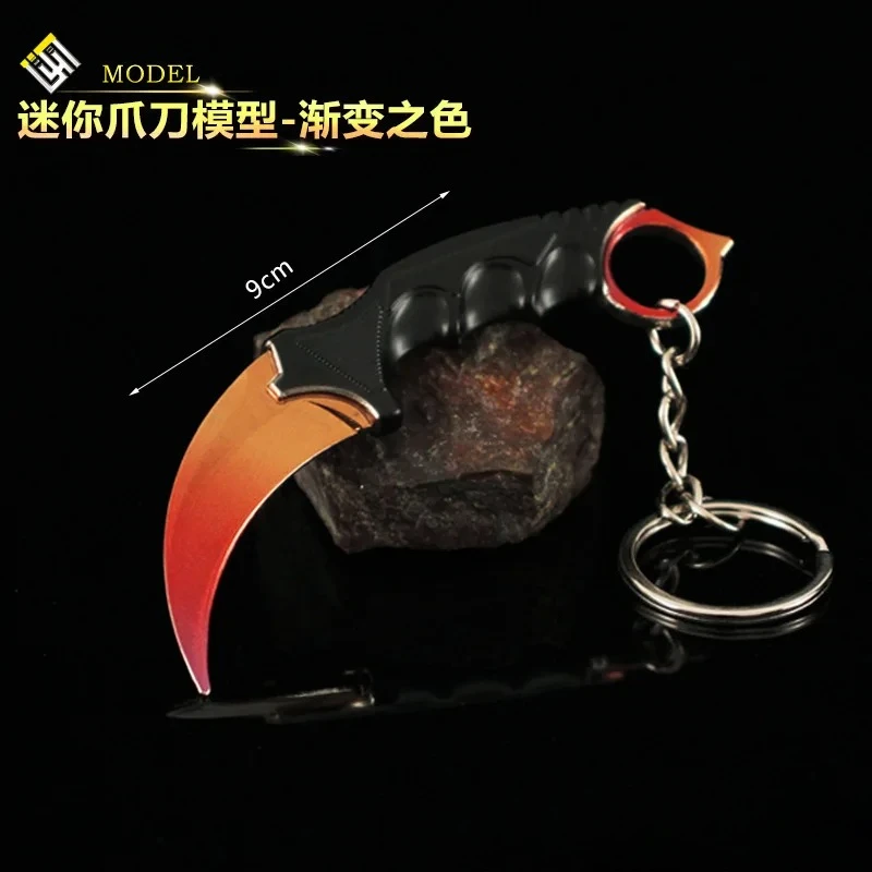 9cm licznik gier Elite urządzenia peryferyjne kolor pazur nóż Karambit brelok ze stopu Model hartowanie Gradient Unboxing nóż zabawki bezpieczeństwa