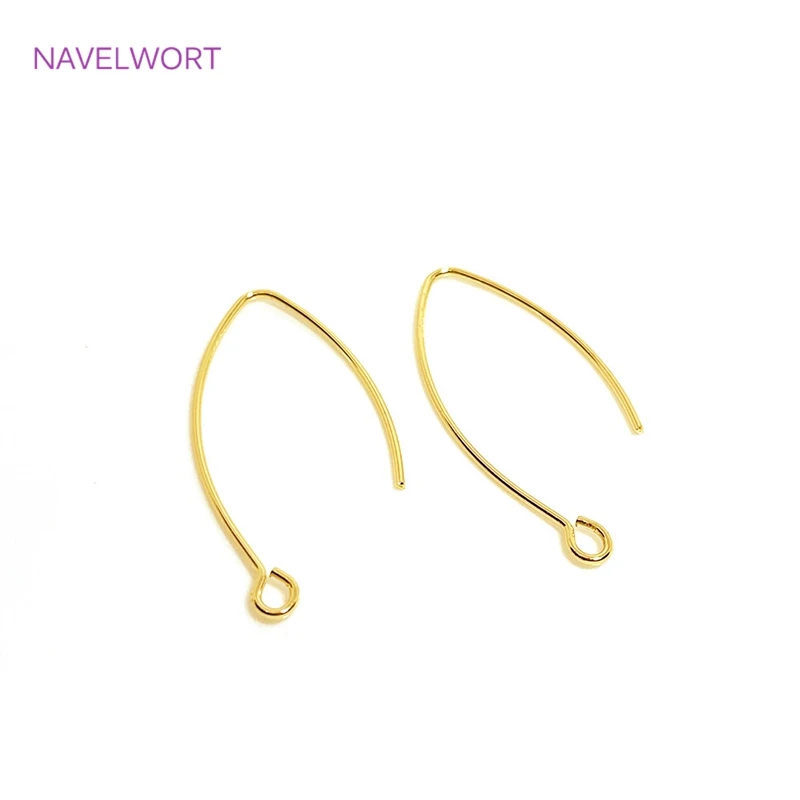 14K Gold Plated French V-shaped Earring Hooks Findings Brass Metal Ear Wire Hooks Settings DIY Jewelry Making Accessories