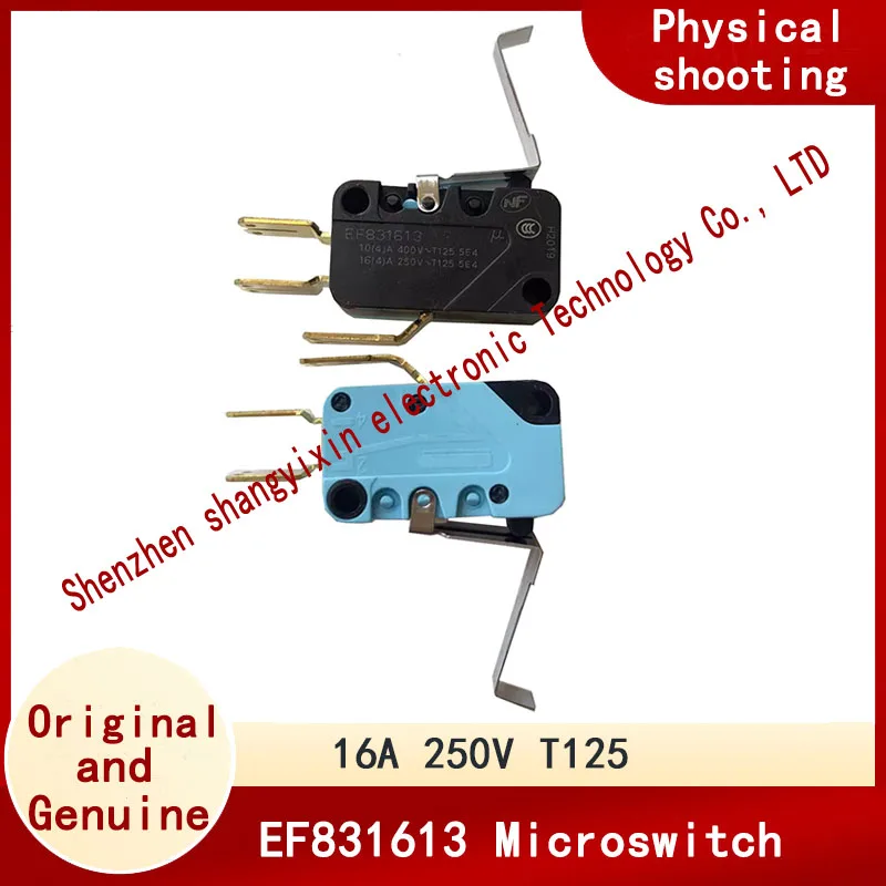 Original EF831613 certified 3-pin micro switch with large bend handle gold plated contact switch 16A 250V