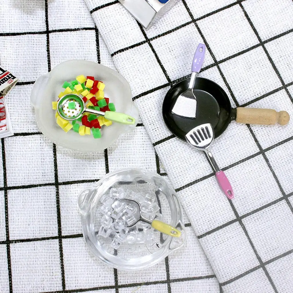 Miniature Dollhouse Kitchen Accessory Metal Cooking Spatulas 1 12 Scale Tools Set for DIY Furnishing