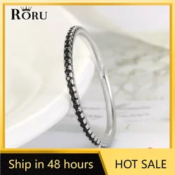 Bague jumelée brillante en argent regardé 925 pour femme, matiques noires et blanches, bandes solides, minimalisme fin, bijoux Monaco