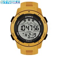 SYNOKE Men Outdoor Sports Multifunctional Waterproof Large Screen Display Luminous LED Digital For Men Fashion Silicon Watch