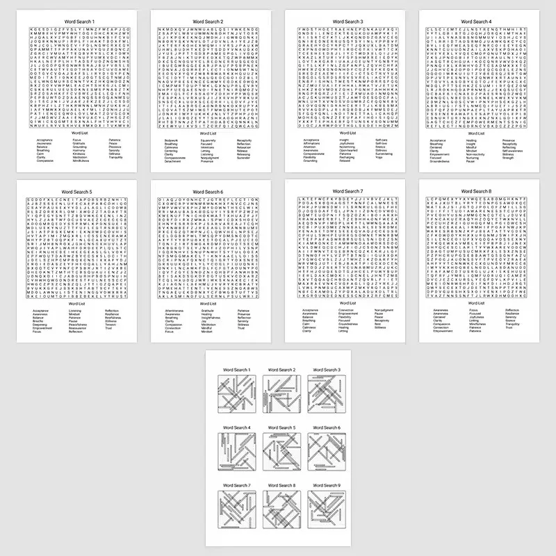 Adult Mindfulness Word Search Puzzle Book - Focus Training Stress Relief Relaxation Activity with Guidance Handbook view 4